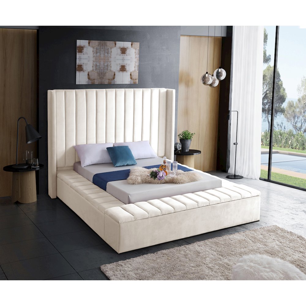 Kiki Cream Velvet King Bed