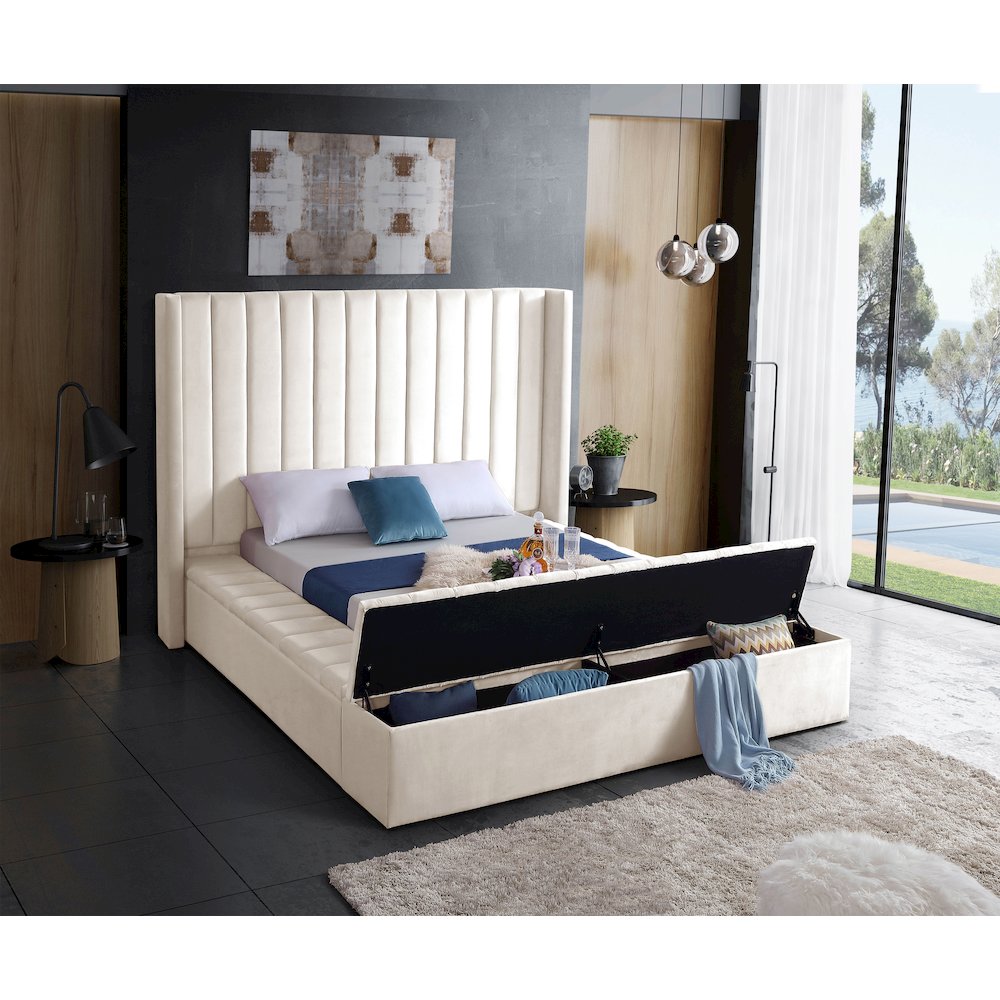 Kiki Cream Velvet King Bed