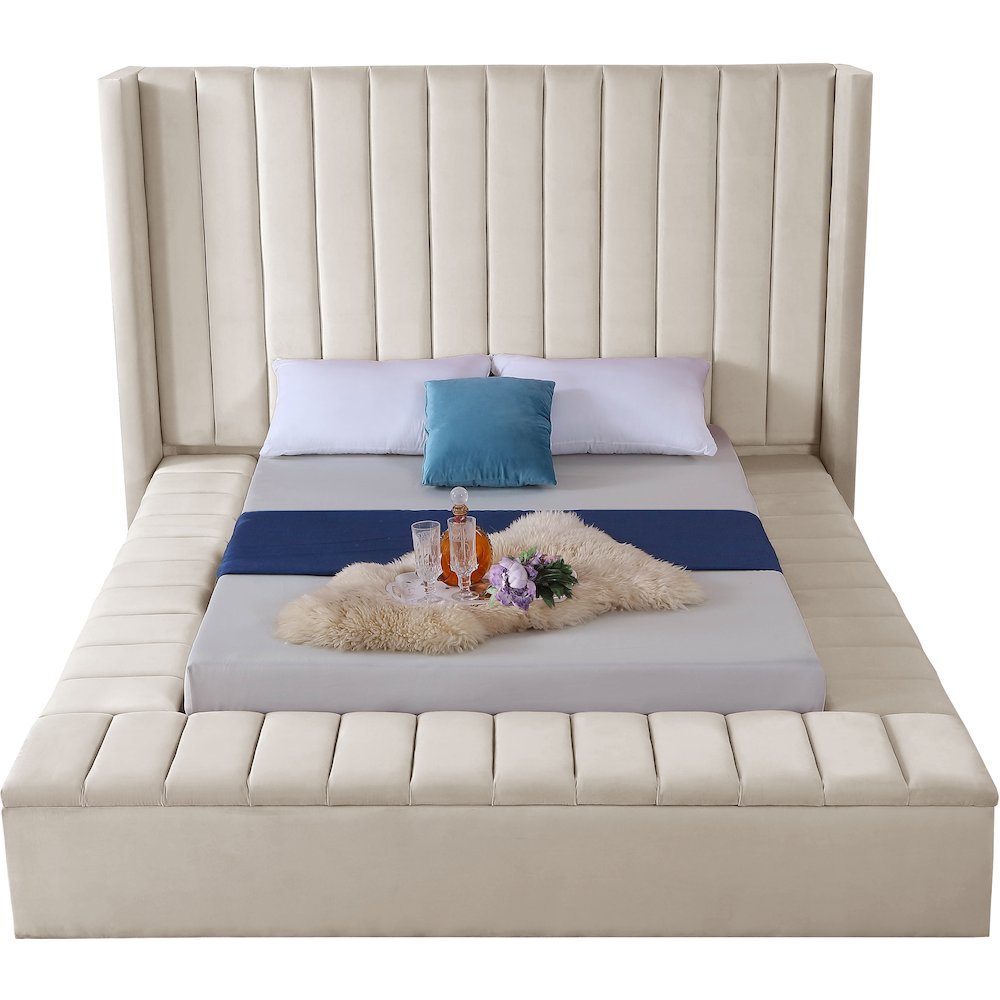 Kiki Cream Velvet King Bed
