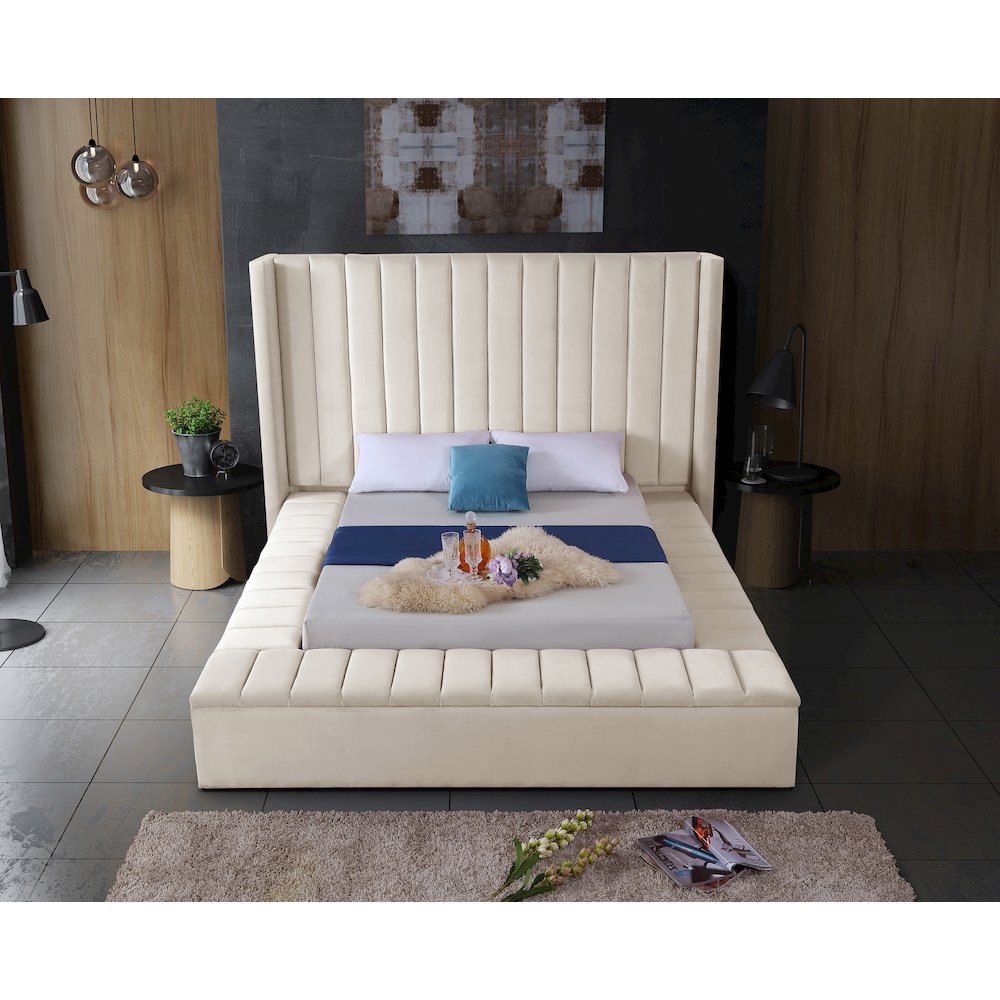Kiki Cream Velvet King Bed