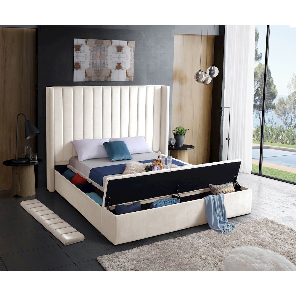 Kiki Cream Velvet King Bed