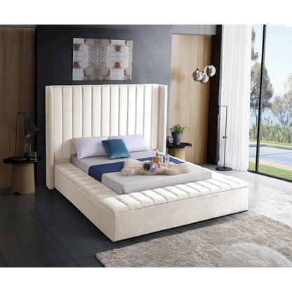 Kiki Cream Velvet Queen Bed
