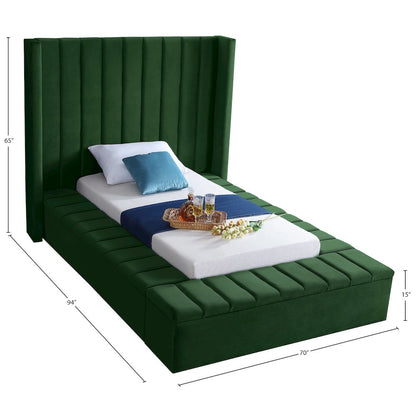 Kiki Green Velvet Twin Bed