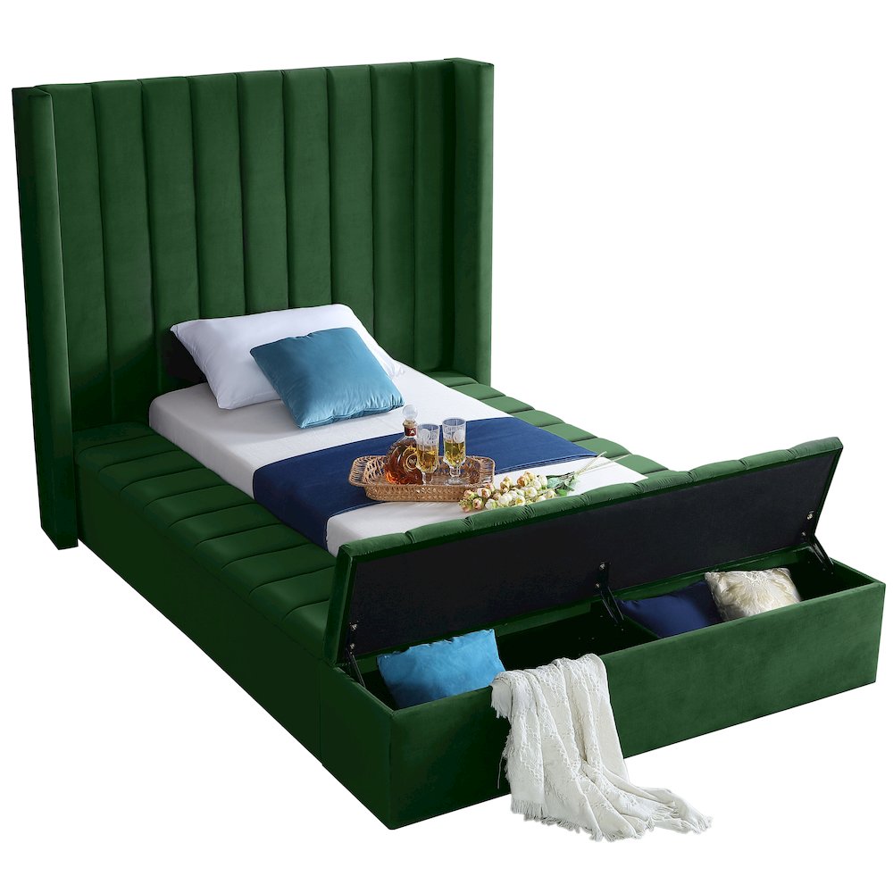 Kiki Green Velvet Twin Bed