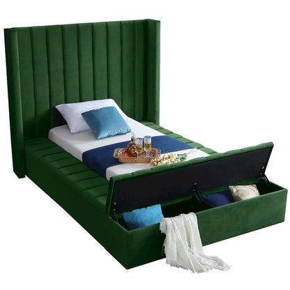 Kiki Green Velvet Twin Bed