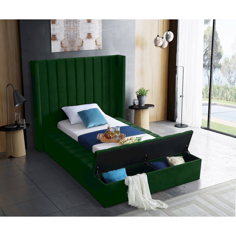 Kiki Green Velvet Twin Bed