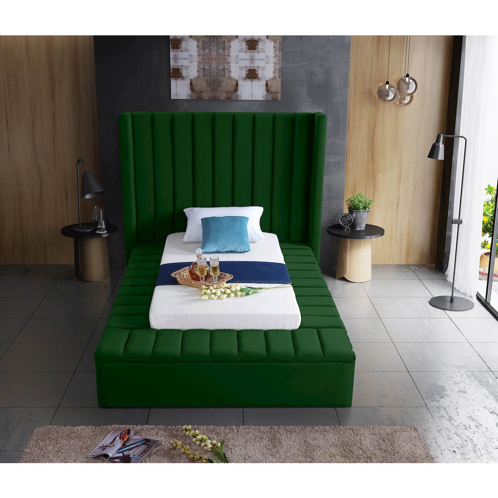 Kiki Green Velvet Twin Bed