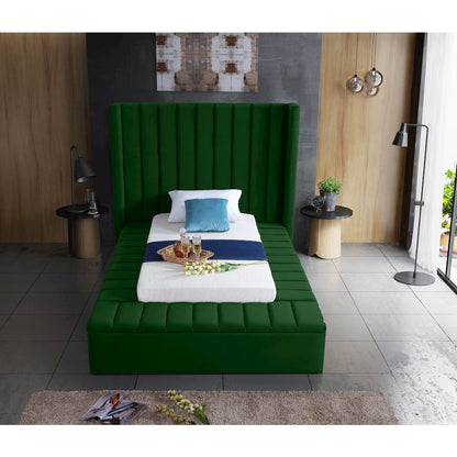 Kiki Green Velvet Twin Bed