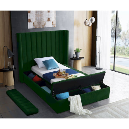 Kiki Green Velvet Twin Bed
