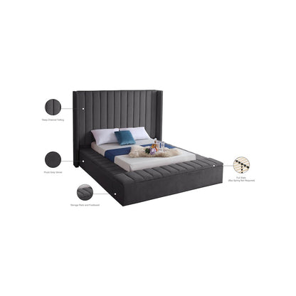Kiki Grey Velvet Full Bed