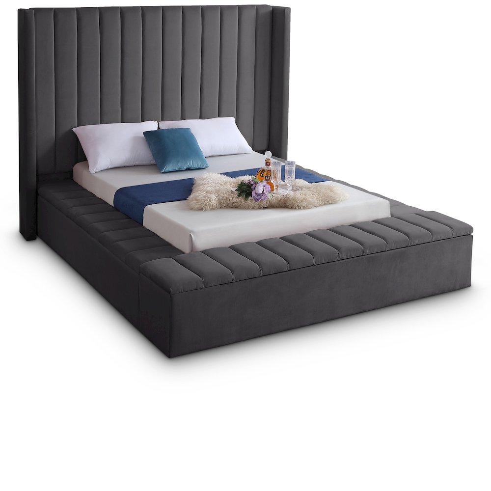 Kiki Grey Velvet Full Bed