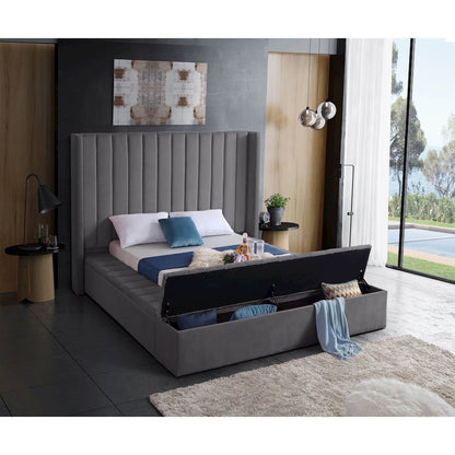 Kiki Grey Velvet Full Bed