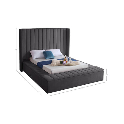 Kiki Grey Velvet King Bed