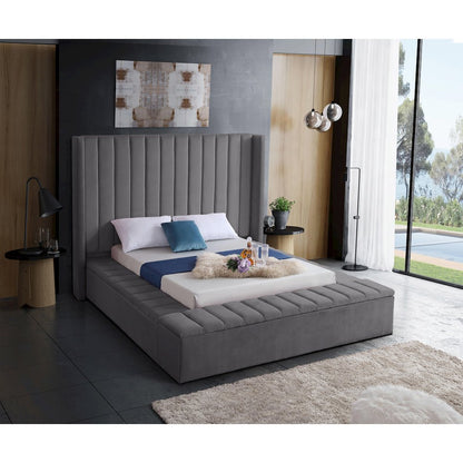 Kiki Grey Velvet King Bed