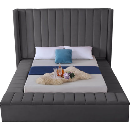 Kiki Grey Velvet King Bed