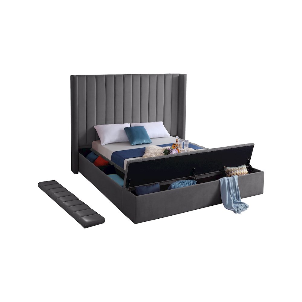 Kiki Grey Velvet King Bed