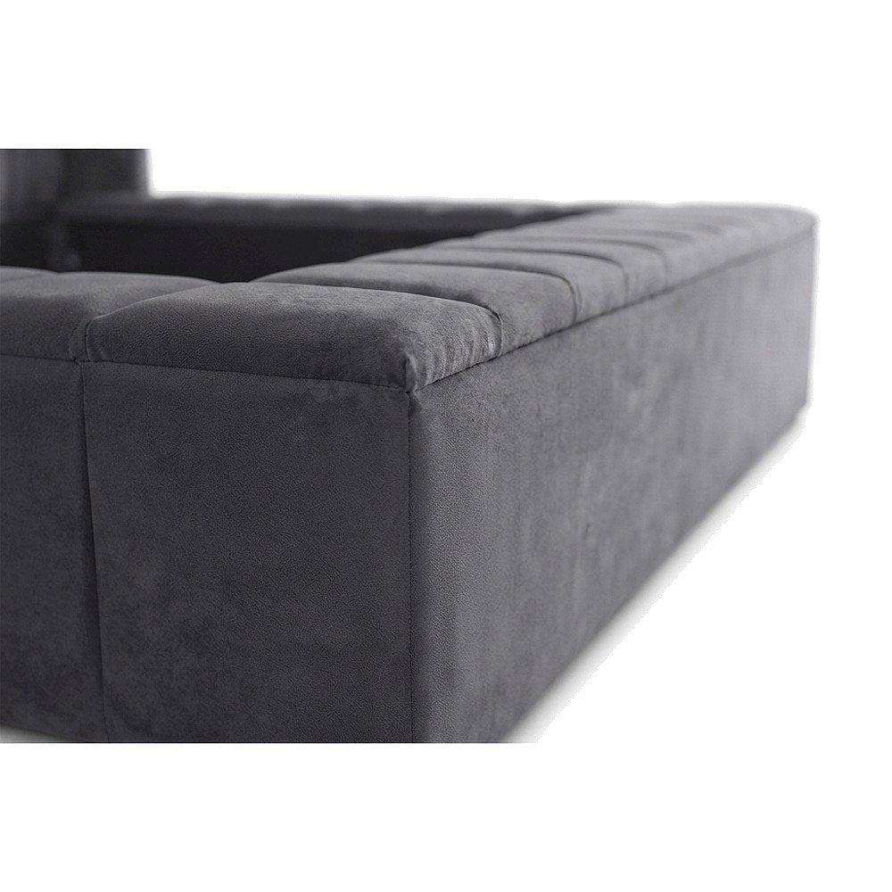 Velvet Upholstered King Platform Bed Frame with Wingback Headboard, Grey Velvet