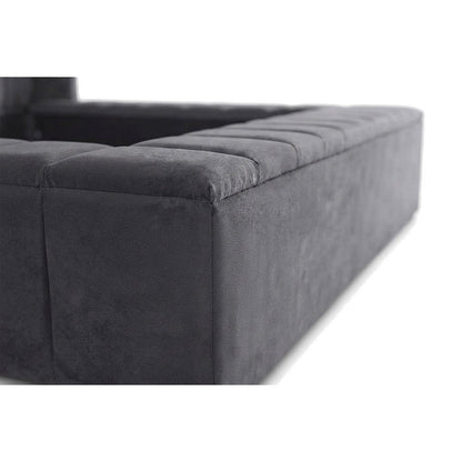 Velvet Upholstered King Platform Bed Frame with Wingback Headboard, Grey Velvet