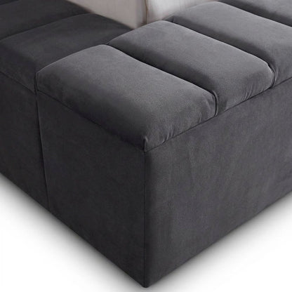 Velvet Upholstered King Platform Bed Frame with Wingback Headboard, Grey Velvet