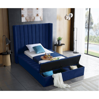 Kiki Navy Velvet Twin Bed