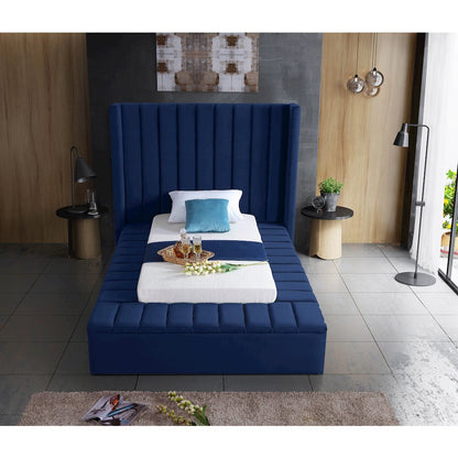 Kiki Navy Velvet Twin Bed