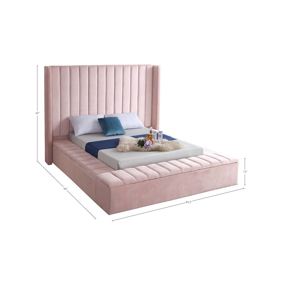 Kiki Pink Velvet Full Bed