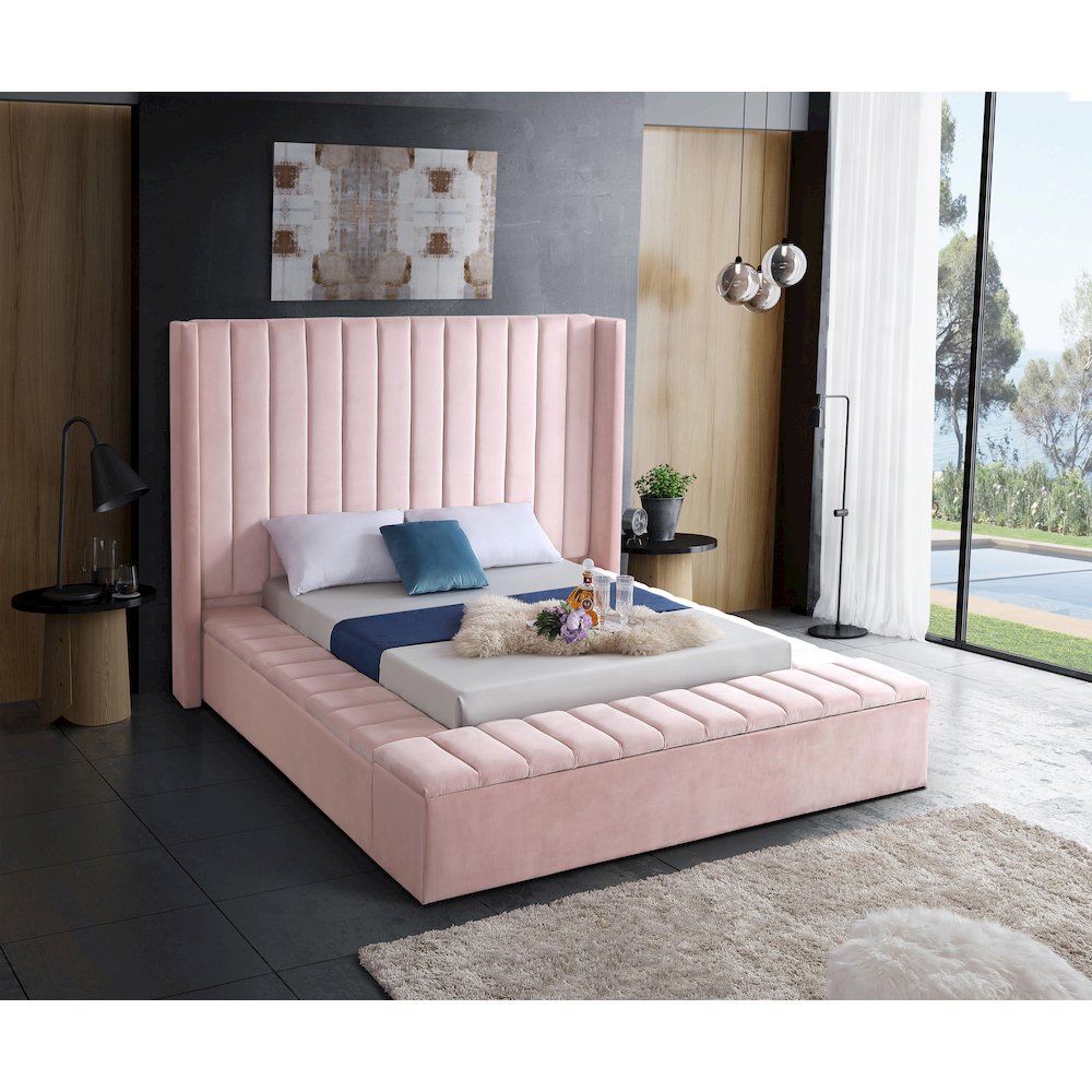 Kiki Pink Velvet Full Bed