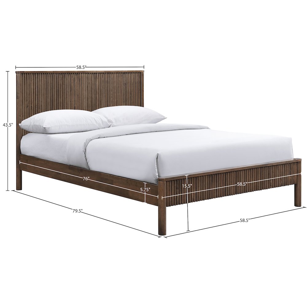 Kivo Walnut Solid Wood Full Bed