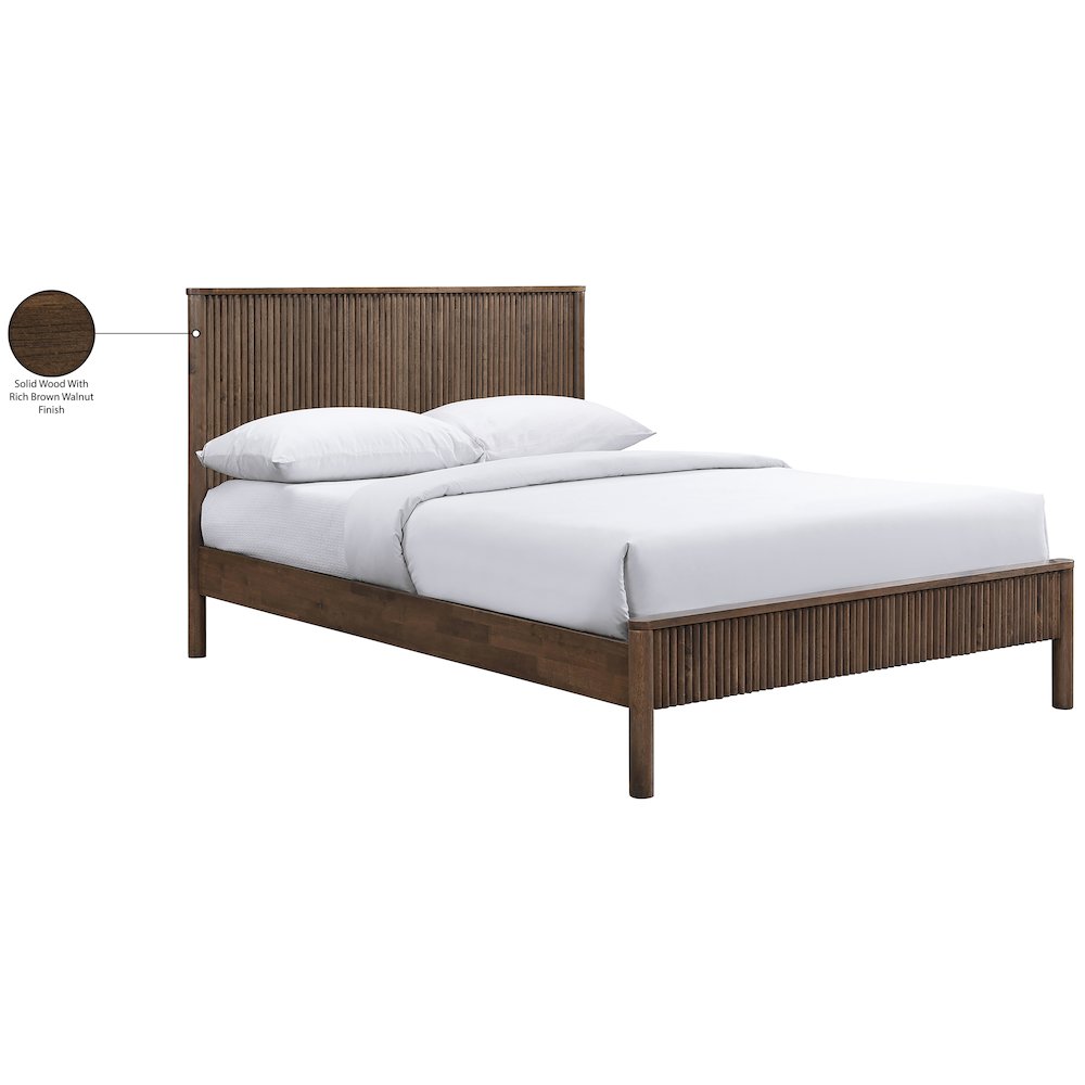 Kivo Walnut Solid Wood Full Bed