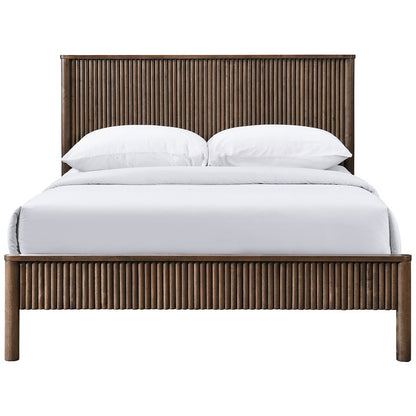 Kivo Walnut Solid Wood King Bed