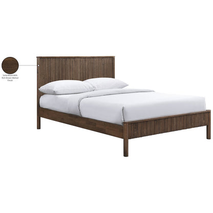 Kivo Walnut Solid Wood Queen Bed
