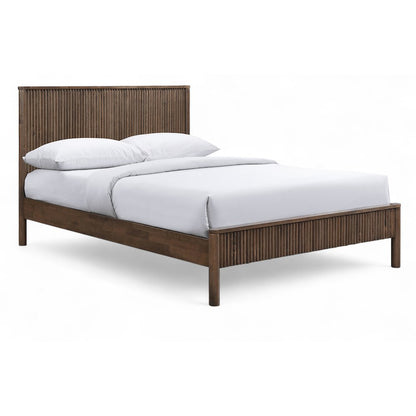 Kivo Walnut Solid Wood Queen Bed