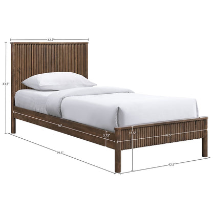 Kivo Walnut Solid Wood Twin Bed