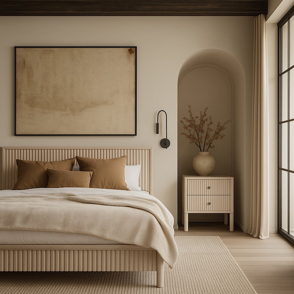 Kivo Natural Solid Wood Queen Bed