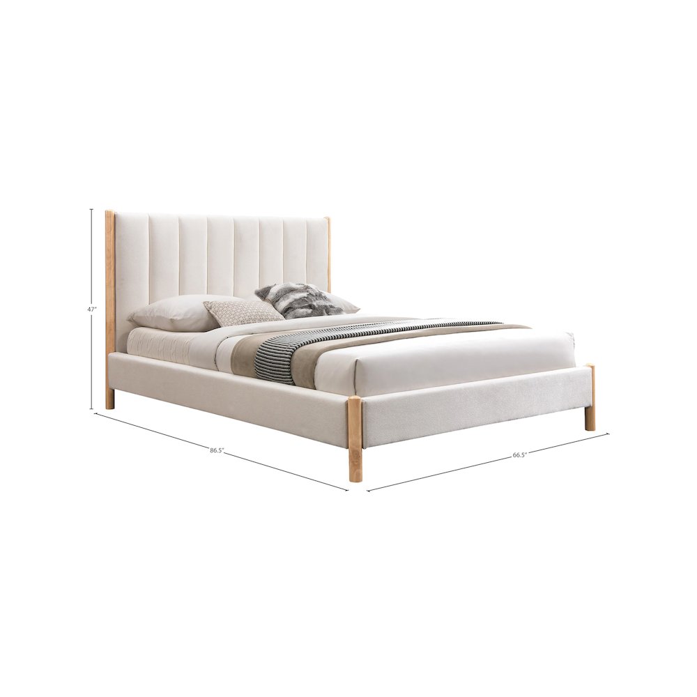 Kona Cream Polyester Fabric Queen Bed