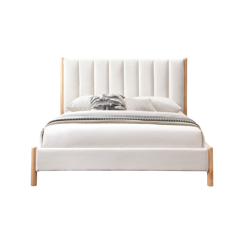 Kona Cream Polyester Fabric Queen Bed