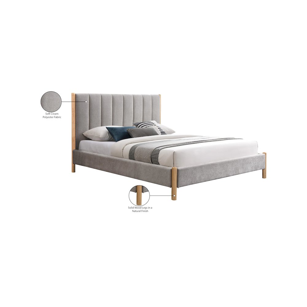 Kona Grey Polyester Fabric King Bed
