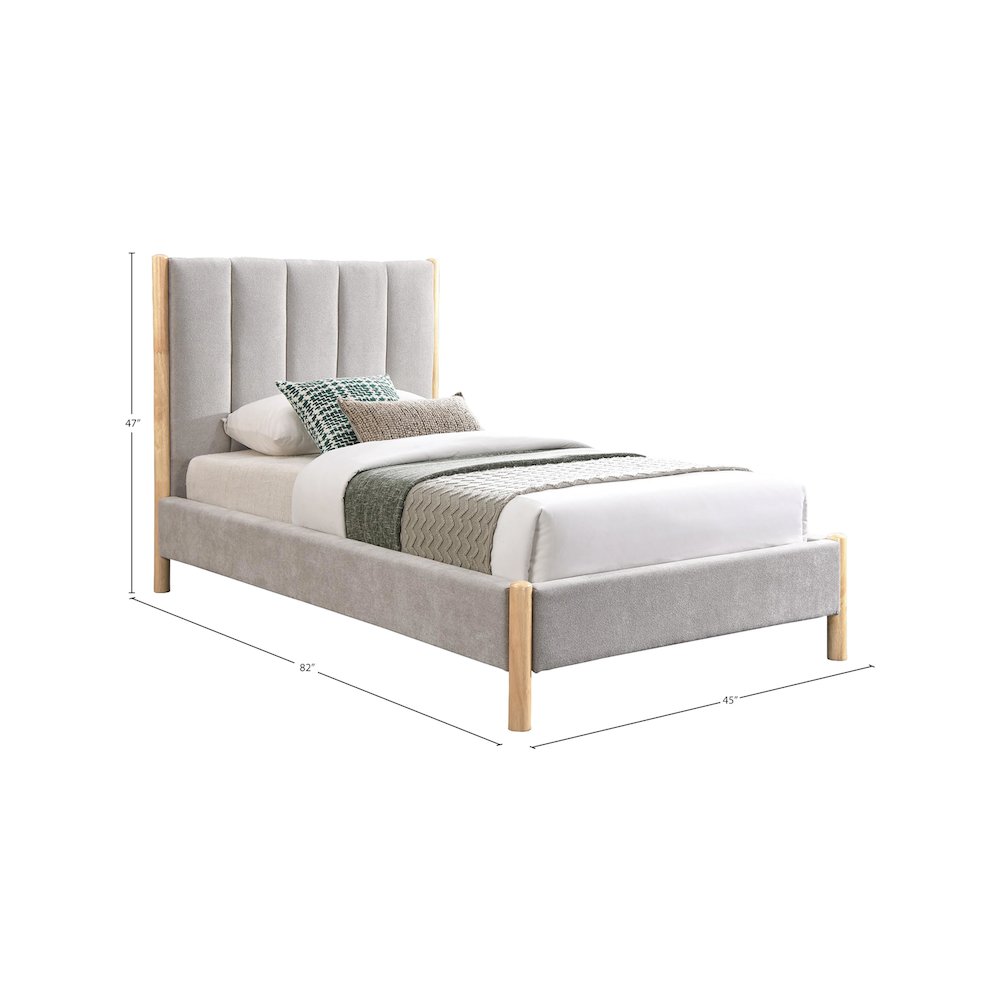 Kona Grey Polyester Fabric Twin Bed