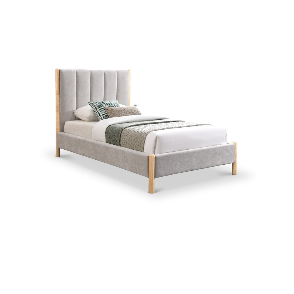 Kona Grey Polyester Fabric Twin Bed