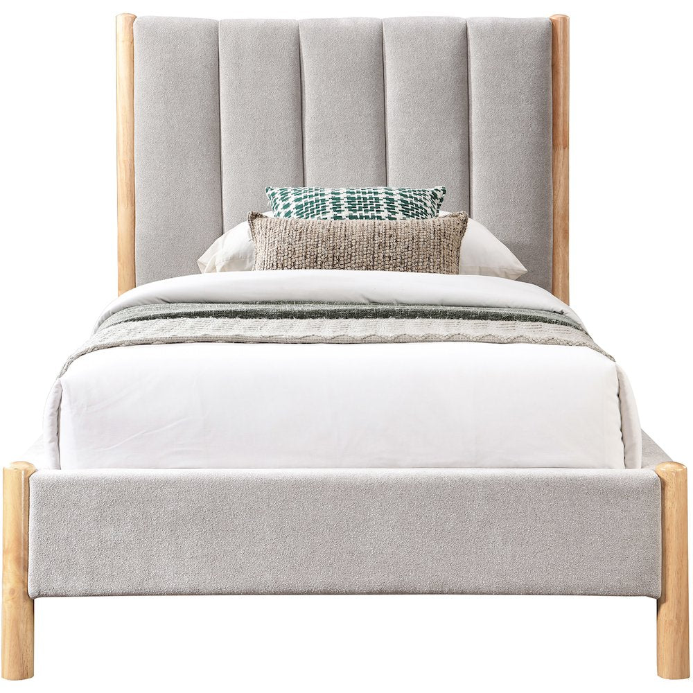 Kona Grey Polyester Fabric Twin Bed