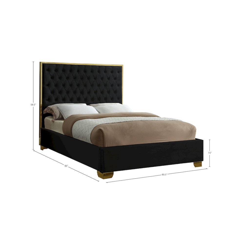 Lana Black Velvet King Bed