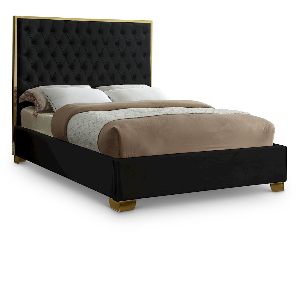 Lana Black Velvet King Bed