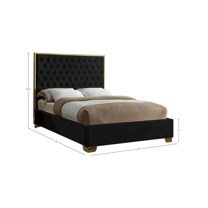 Lana Black Velvet Queen Bed