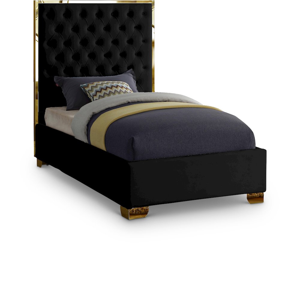 Lana Black Velvet Twin Bed