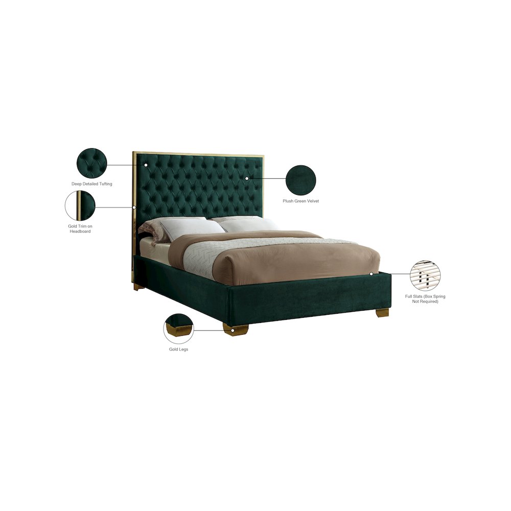 Lana Green Velvet Full Bed