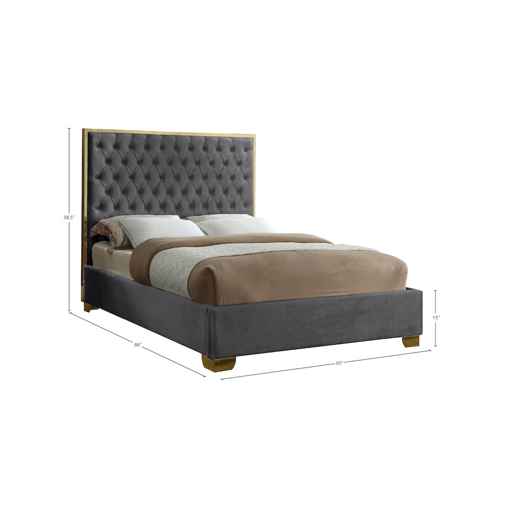 Lana Grey Velvet Queen Bed