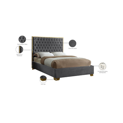 Lana Grey Velvet Queen Bed