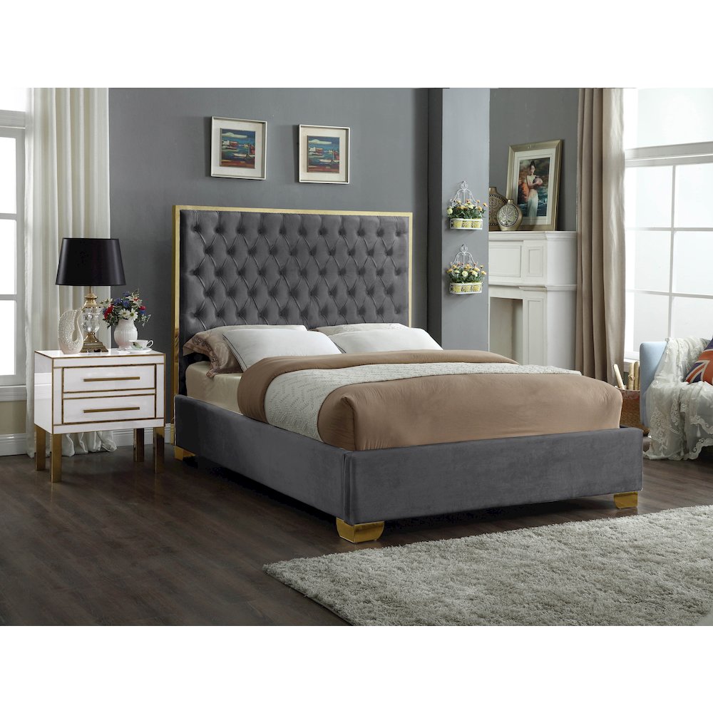 Lana Grey Velvet Queen Bed