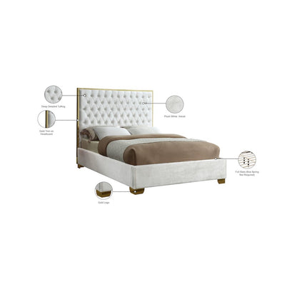 Lana White Velvet Queen Bed