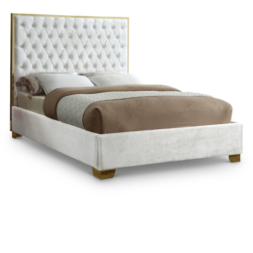 Lana White Velvet Queen Bed